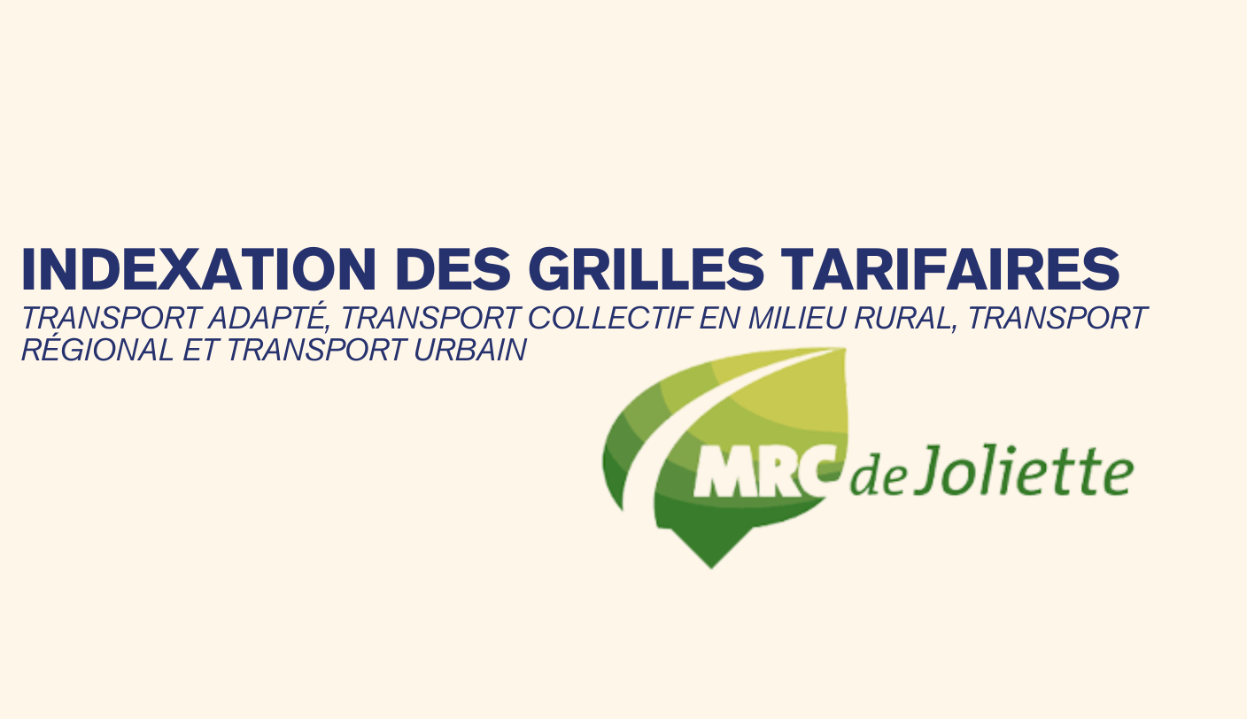 INDEXATION DES GRILLES TARIFAIRES – MRC DE JOLIETTE