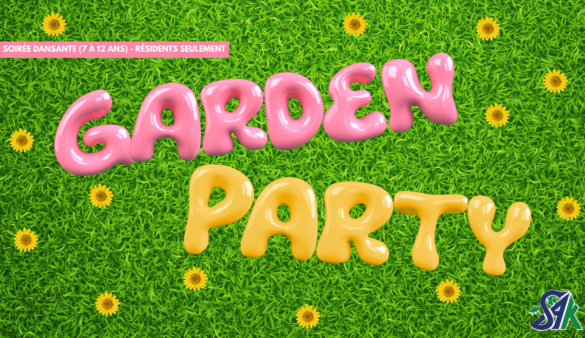 SOIRÉE DANSANTE (7 À 12 ANS) – GARDEN PARTY – RÉSIDENTS SEULEMENT