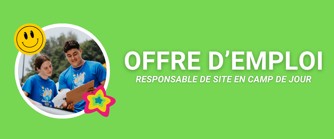 OFFRE D&rsquo;EMPLOI – CAMP DE JOUR 2026 ☀